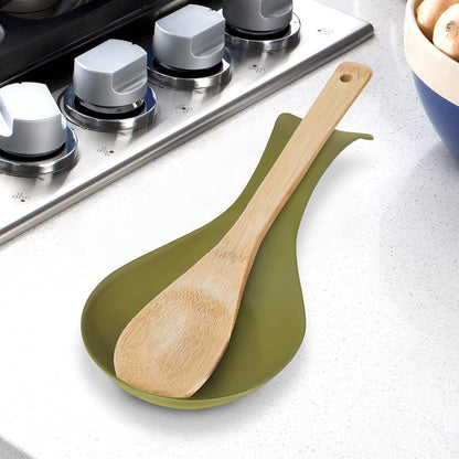 Stainless Steel Spoon Rest- Long Handle Holds Kitchen Utensils in Place, Great Spoon Rest for Counter, Stove Top, or Coffee Station; Kitchen Accessories, Utensil Rest, Black