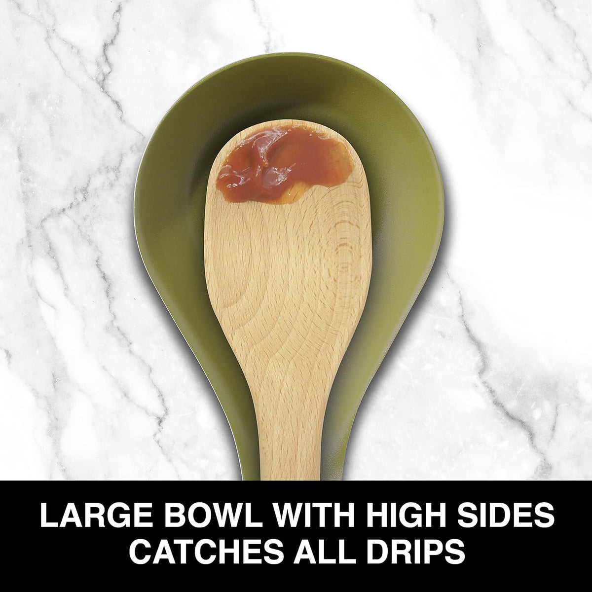 Stainless Steel Spoon Rest- Long Handle Holds Kitchen Utensils in Place, Great Spoon Rest for Counter, Stove Top, or Coffee Station; Kitchen Accessories, Utensil Rest, Black