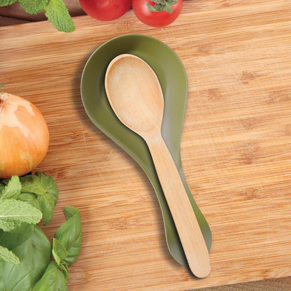 Stainless Steel Spoon Rest- Long Handle Holds Kitchen Utensils in Place, Great Spoon Rest for Counter, Stove Top, or Coffee Station; Kitchen Accessories, Utensil Rest, Black