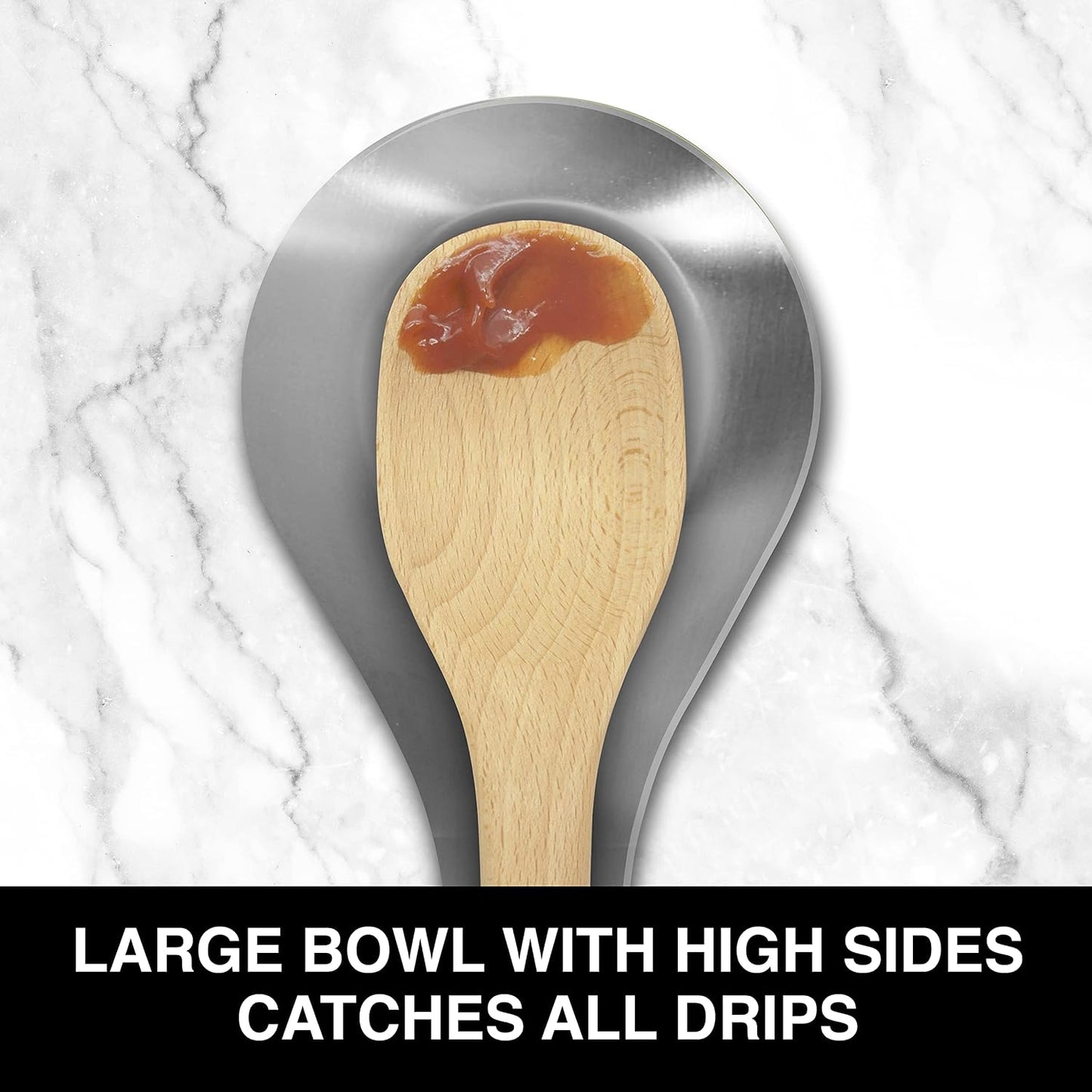 Stainless Steel Spoon Rest- Long Handle Holds Kitchen Utensils in Place, Great Spoon Rest for Counter, Stove Top, or Coffee Station; Kitchen Accessories, Utensil Rest, Black