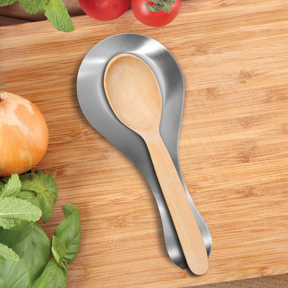 Stainless Steel Spoon Rest- Long Handle Holds Kitchen Utensils in Place, Great Spoon Rest for Counter, Stove Top, or Coffee Station; Kitchen Accessories, Utensil Rest, Black