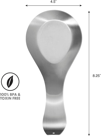 Stainless Steel Spoon Rest- Long Handle Holds Kitchen Utensils in Place, Great Spoon Rest for Counter, Stove Top, or Coffee Station; Kitchen Accessories, Utensil Rest, Black