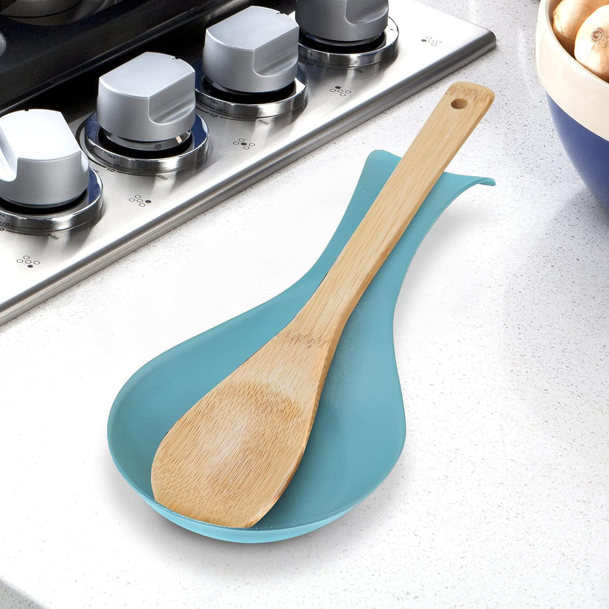 Stainless Steel Spoon Rest- Long Handle Holds Kitchen Utensils in Place, Great Spoon Rest for Counter, Stove Top, or Coffee Station; Kitchen Accessories, Utensil Rest, Black
