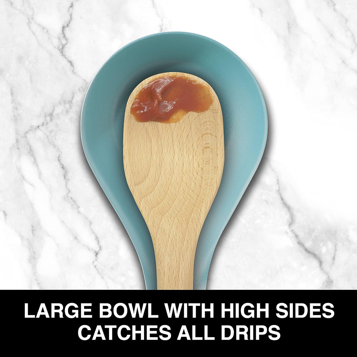 Stainless Steel Spoon Rest- Long Handle Holds Kitchen Utensils in Place, Great Spoon Rest for Counter, Stove Top, or Coffee Station; Kitchen Accessories, Utensil Rest, Black