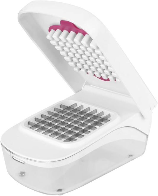 Manual Food Chopper, 3-in-1 Multifunctional Vegetable Fruit Cutter with Container for Onion, Potato, Carrot, Easy Push Down Handheld Kitchen