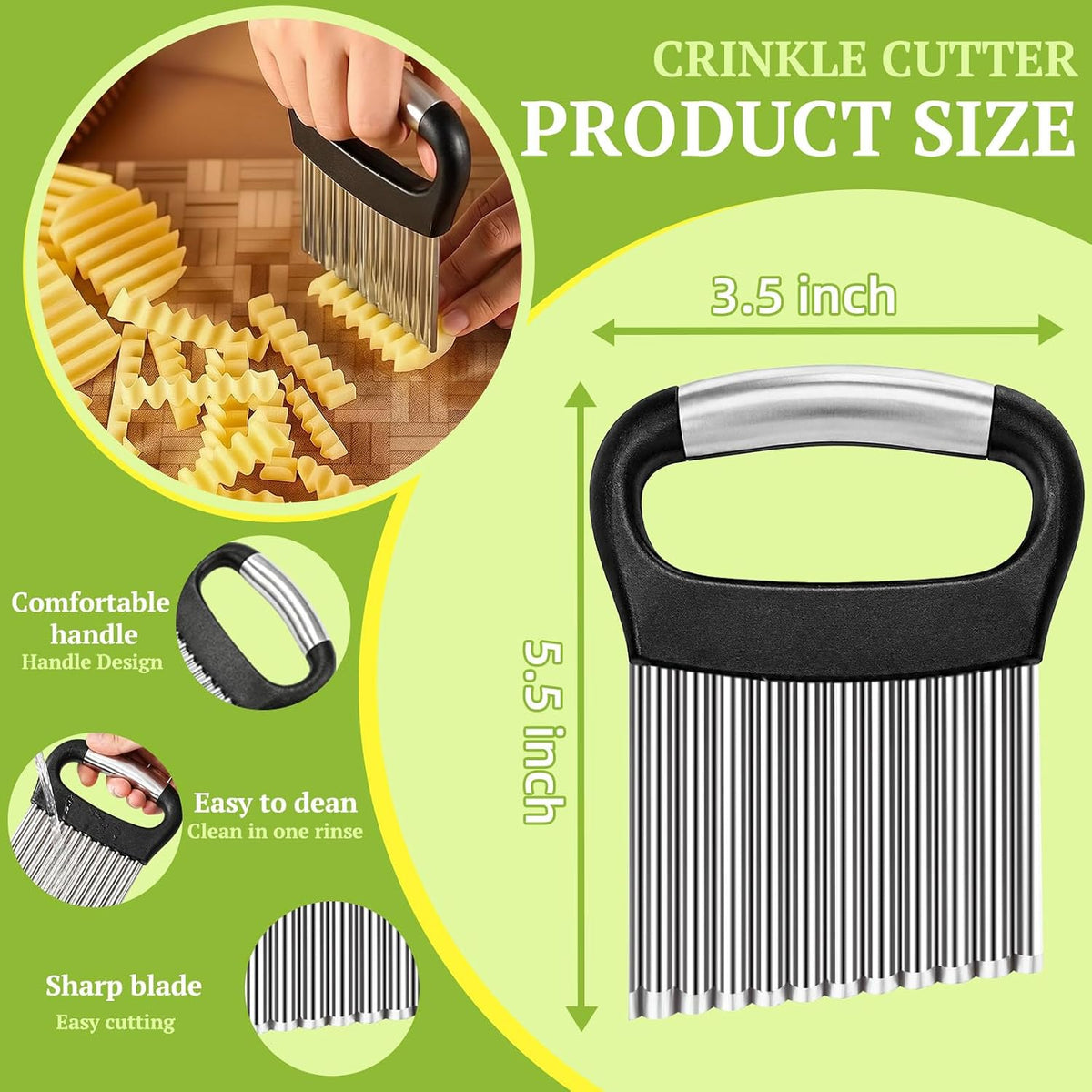 FANTEXY Crinkle Cutter, Stainless Steel, Black