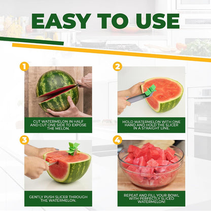 2-in-1 Watermelon Fruit Cutter & Slicer Tool, Melon Baller Scoop & Cuber