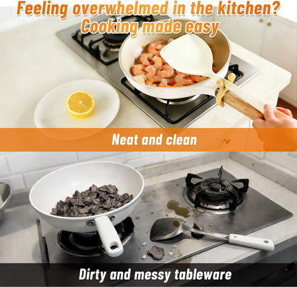 3 PCS Multifunctional Silicone Spatula Holder, Non Slip Spoon Holder,Anti Overflow Clip Kitchen Counter Gadget Rack for Ladles, Spatula and Cooking Tools
