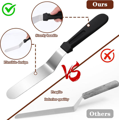 6" Icing Spatula, Professional Offset Spatula Stainless Steel Angled Cake Spatulas Frosting Spatulas with Durable Plastic Handle Pastry Knife for Cake Decorating, Pastry, Baking