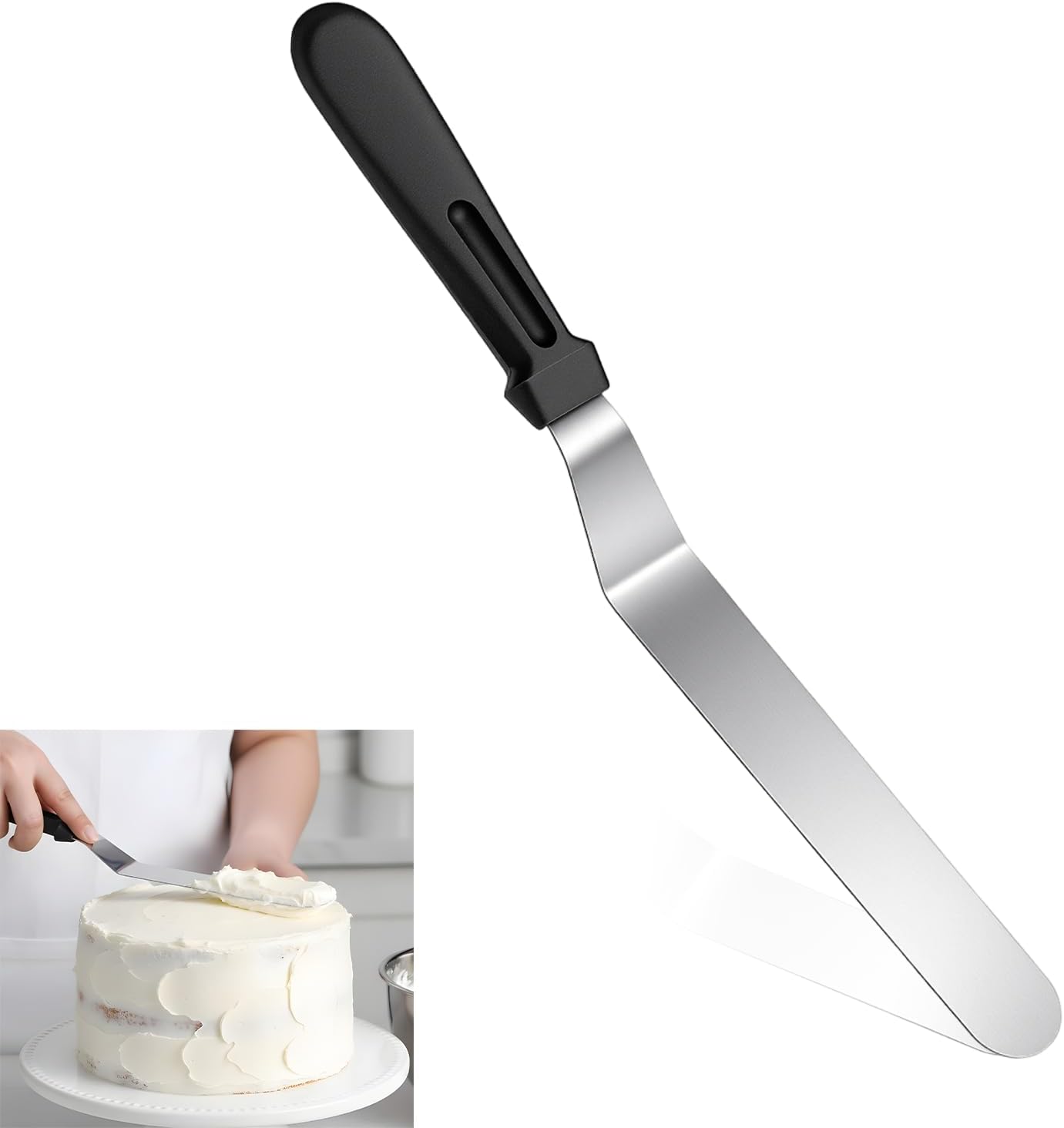 6" Icing Spatula, Professional Offset Spatula Stainless Steel Angled Cake Spatulas Frosting Spatulas with Durable Plastic Handle Pastry Knife for Cake Decorating, Pastry, Baking