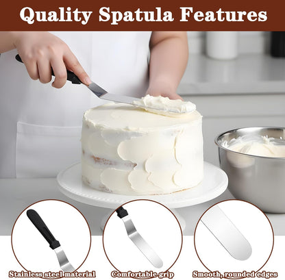 6" Icing Spatula, Professional Offset Spatula Stainless Steel Angled Cake Spatulas Frosting Spatulas with Durable Plastic Handle Pastry Knife for Cake Decorating, Pastry, Baking
