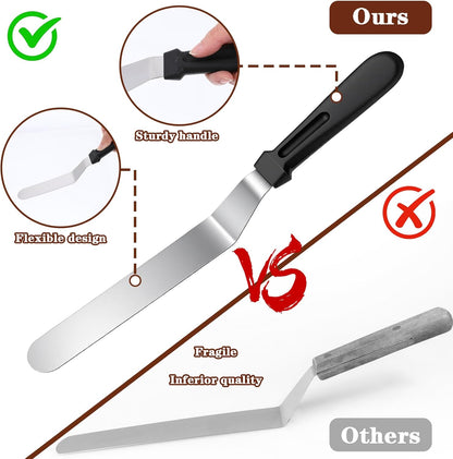 6" Icing Spatula, Professional Offset Spatula Stainless Steel Angled Cake Spatulas Frosting Spatulas with Durable Plastic Handle Pastry Knife for Cake Decorating, Pastry, Baking