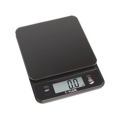 Glass Top Food Scale with Touch Controls, 11 lb Capacity, Sleek Black Design for Precision Food Measurement in Grams and Ounces
