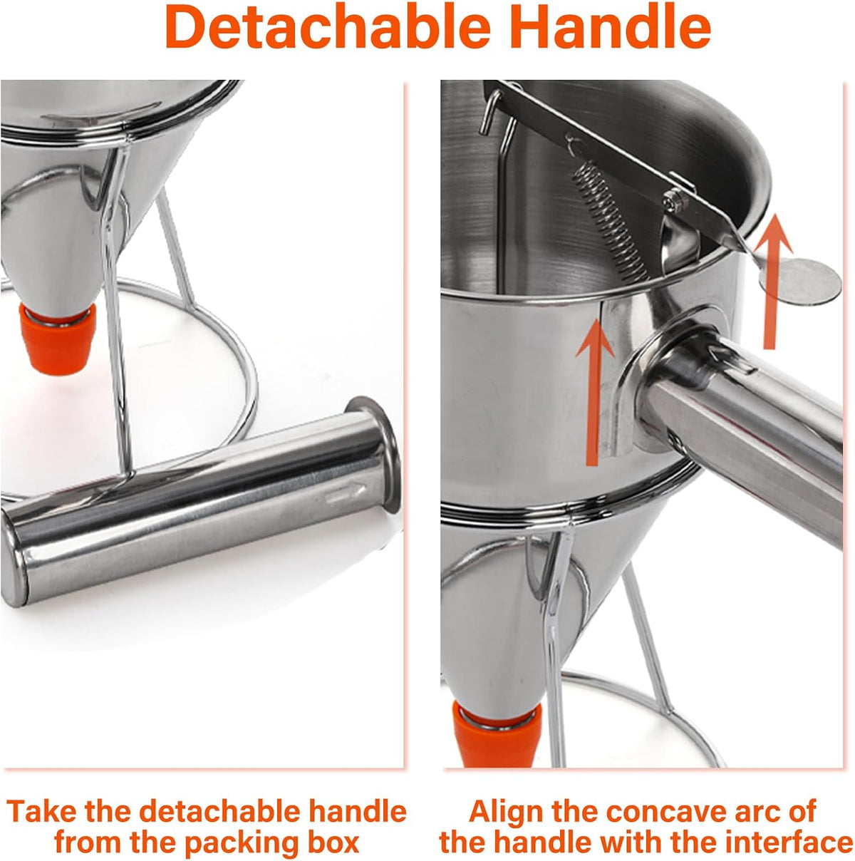 Stainless Steel Pancake Batter Dispenser, 20 Oz Funnel Cake Dispenser Maker with Stand Squeeze Handle, Multi-Caliber Panckae Pourer for Cupcakes, Donut, Waffle or Baked Goods