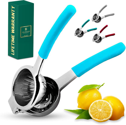 Citrus Juicer | Metal Lemon Squeezer | Lime and Lemon Juicer Stainless Steel with Silicone Handles | Manual Juicer, Citrus Squeezer, Hand Held Juicer | Bar Juicer for Bartender (White)