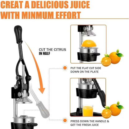 juice.Hand Press Juicer Machine, Manual Orange Juicer and Professional Citrus Juicer for Orange Juice Pom Lime Lemon Juice,Home and Commercial Extractors Squeezer, Easy to Clean, Gray