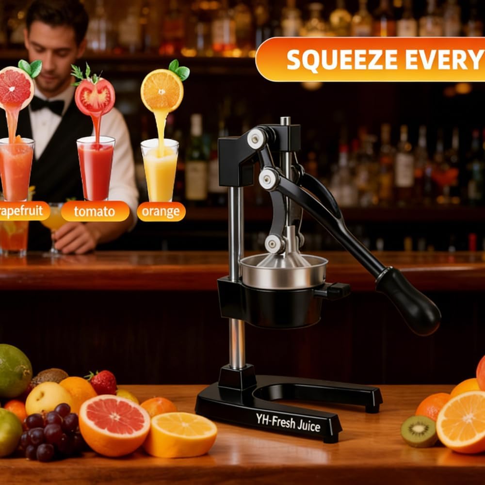juice.Hand Press Juicer Machine, Manual Orange Juicer and Professional Citrus Juicer for Orange Juice Pom Lime Lemon Juice,Home and Commercial Extractors Squeezer, Easy to Clean, Gray