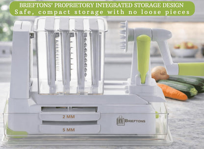 10-Blade Vegetable Spiralizer: Zoodle Maker & Veggie Noodle Maker, Potato String & Curly Fry Cutter, Japanese Steel Blades, Catch Container, Strong Suction Pad, 4 eBooks | Keto, Vegan, Paleo
