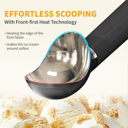 Heated Ice Cream Scoop, Rechargeable Electric Scooper for Hard IceCream, Self Warming Spoon Max to 158℉, Rust-Proof, anti freeze handle, Easy to Clean