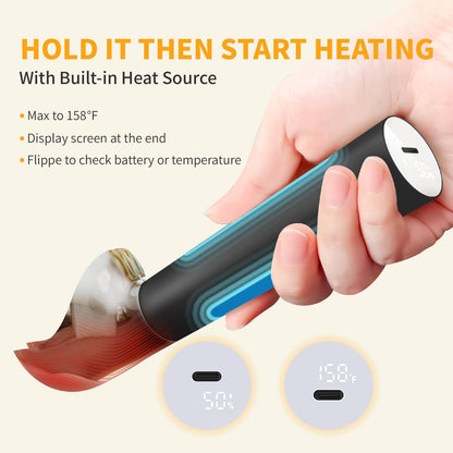 Heated Ice Cream Scoop, Rechargeable Electric Scooper for Hard IceCream, Self Warming Spoon Max to 158℉, Rust-Proof, anti freeze handle, Easy to Clean