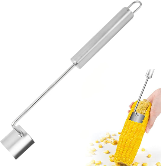 Easy Clean Corn Cob Peeler - 2025 New Stainless Steel Tool for Corn on the Cob, Corn Stripper with Long Handle for Effortless Removal, Corn Kernel Remover, Peeler, and Scraper (1 PCS)