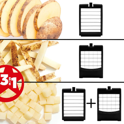 Pro Fry Cutter & Cuber, 3-in-1, Homemade French Fries, Slices and Diced Cubes Potato & Vegetable
