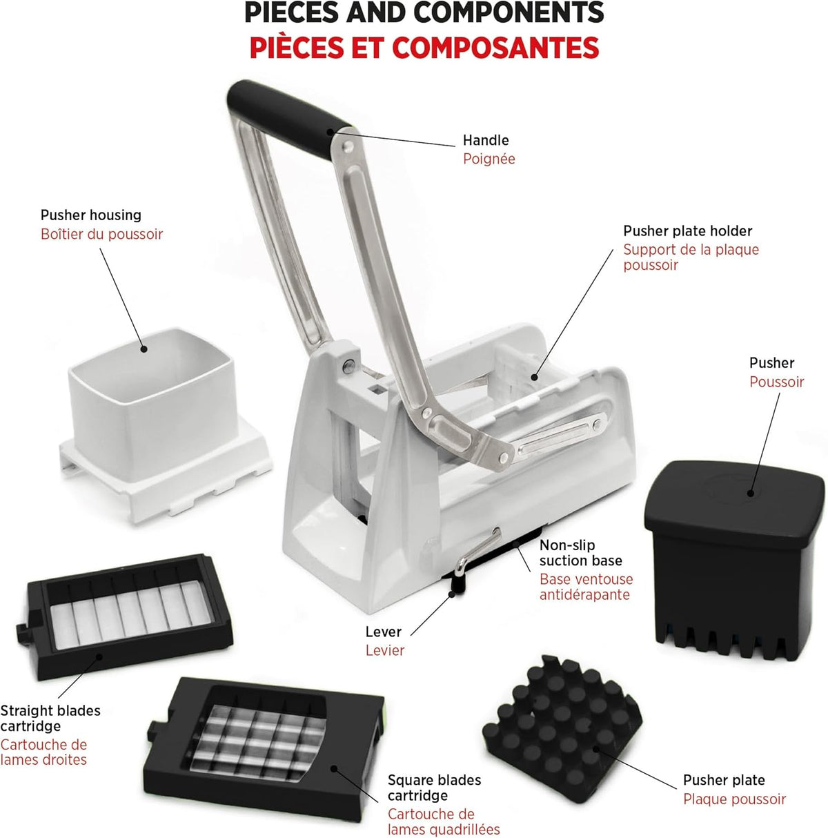 Pro Fry Cutter & Cuber, 3-in-1, Homemade French Fries, Slices and Diced Cubes Potato & Vegetable