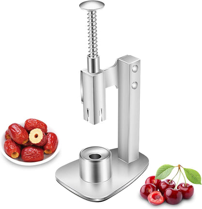 Stainless Steel Red Dates Corer, Pit Remover, Olive Pitter Tool, Portable Fruit Corer Remover for Cherries, Hawthorn, Grape, Jujube (Silver, 7.28x3.74 inch)