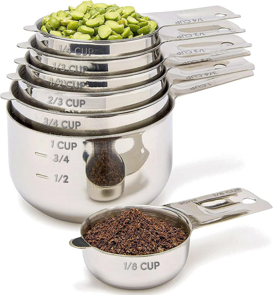 Measuring Cups Set of 7, Stackable, 304 Premium Stainless Steel, Kitchen Gadgets for Measure Liquid and Dry Ingredients, Cooking & Baking