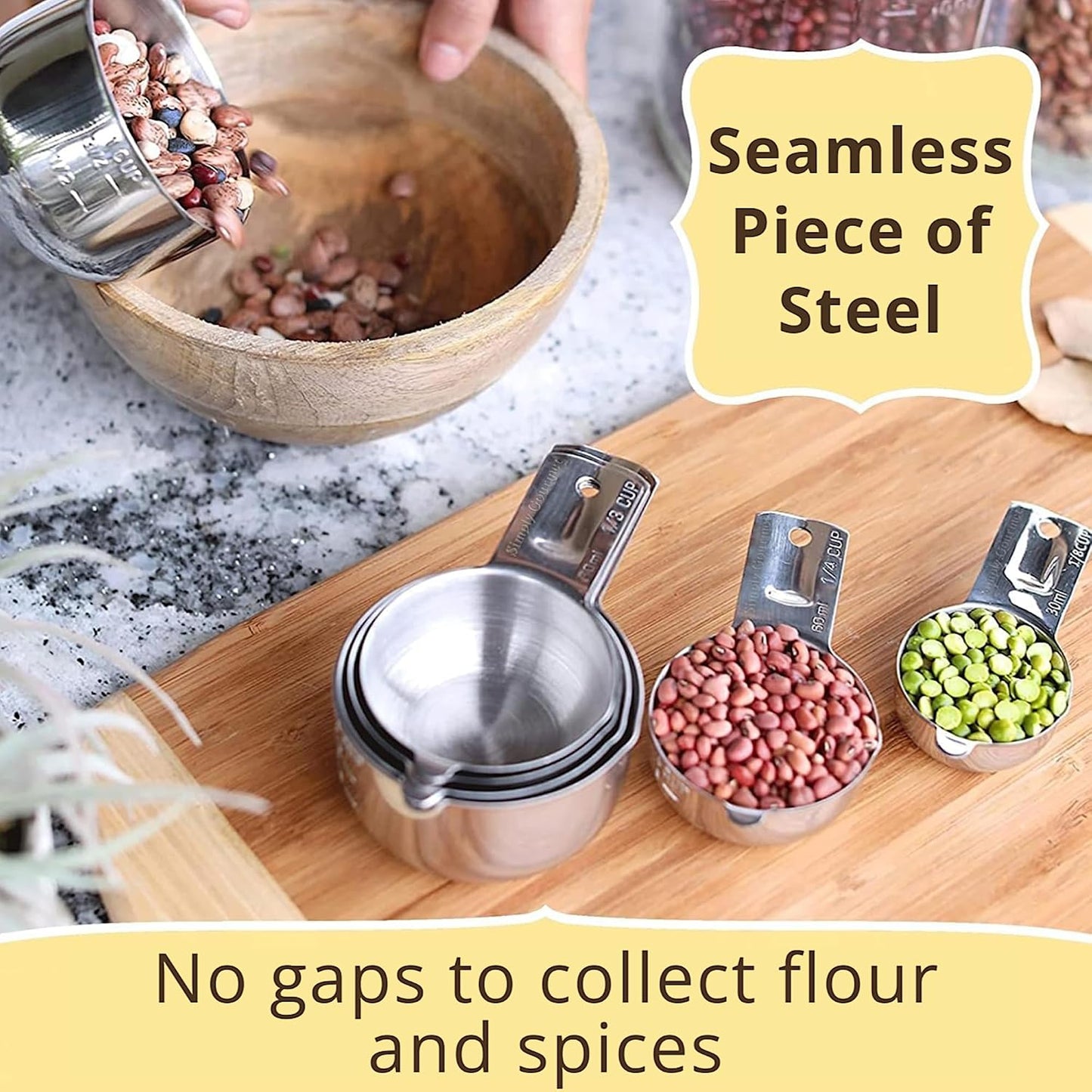 Measuring Cups Set of 7, Stackable, 304 Premium Stainless Steel, Kitchen Gadgets for Measure Liquid and Dry Ingredients, Cooking & Baking