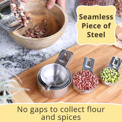Measuring Cups Set of 7, Stackable, 304 Premium Stainless Steel, Kitchen Gadgets for Measure Liquid and Dry Ingredients, Cooking & Baking