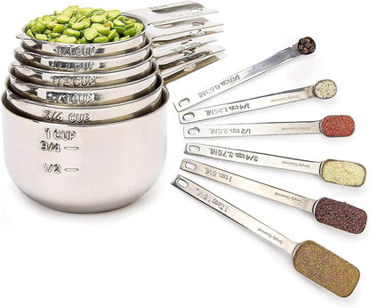 Measuring Cups Set of 7, Stackable, 304 Premium Stainless Steel, Kitchen Gadgets for Measure Liquid and Dry Ingredients, Cooking & Baking