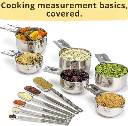 Measuring Cups Set of 7, Stackable, 304 Premium Stainless Steel, Kitchen Gadgets for Measure Liquid and Dry Ingredients, Cooking & Baking