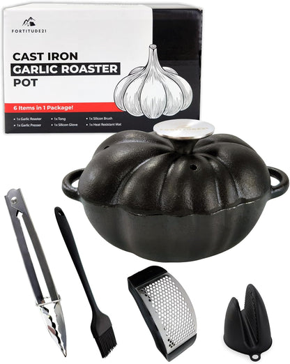 Cast Iron Garlic Roaster, Smoker Roaster, Garlic Roaster Oven, Garlic Baker, Garlic Roasting Pot, Potato Baker, Garlic Cooker, Stove Steamer, Indoor Brisket Smoker