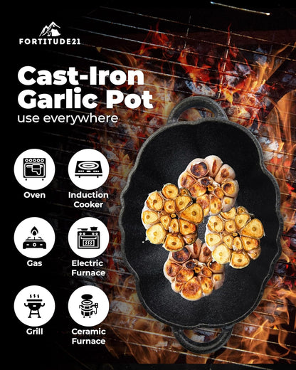 Cast Iron Garlic Roaster, Smoker Roaster, Garlic Roaster Oven, Garlic Baker, Garlic Roasting Pot, Potato Baker, Garlic Cooker, Stove Steamer, Indoor Brisket Smoker