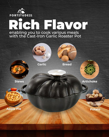 Cast Iron Garlic Roaster, Smoker Roaster, Garlic Roaster Oven, Garlic Baker, Garlic Roasting Pot, Potato Baker, Garlic Cooker, Stove Steamer, Indoor Brisket Smoker