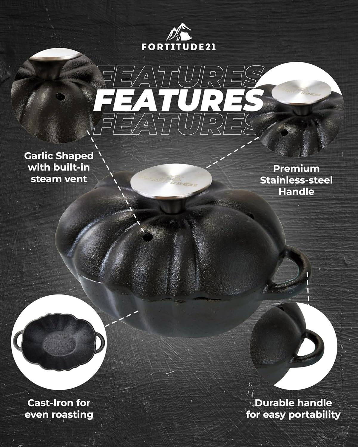 Cast Iron Garlic Roaster, Smoker Roaster, Garlic Roaster Oven, Garlic Baker, Garlic Roasting Pot, Potato Baker, Garlic Cooker, Stove Steamer, Indoor Brisket Smoker