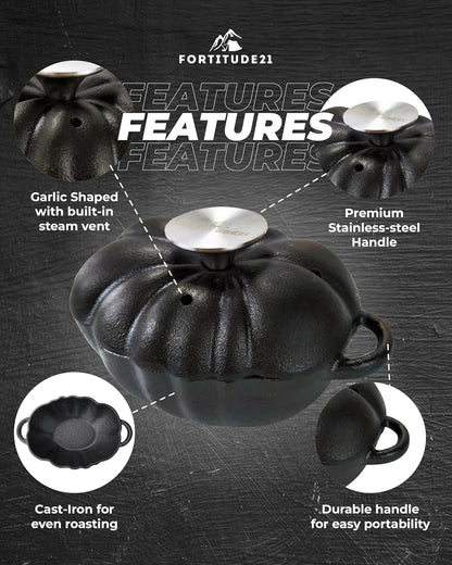 Cast Iron Garlic Roaster, Smoker Roaster, Garlic Roaster Oven, Garlic Baker, Garlic Roasting Pot, Potato Baker, Garlic Cooker, Stove Steamer, Indoor Brisket Smoker