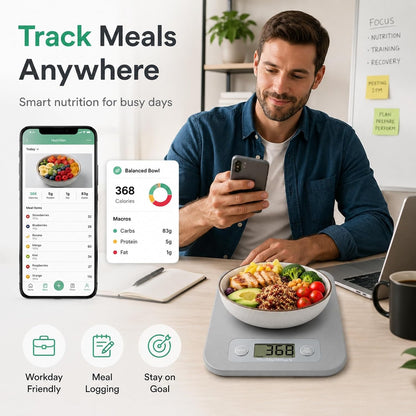 URAMAZ Smart Food Scale with Nutritional Calculator, Digital Kitchen Scale with Bluetooth App for Weight Loss, Food Weight Scale for Diet, Keto, Macro, Calories Counting, Tracking, 11lb