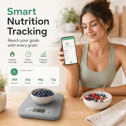 URAMAZ Smart Food Scale with Nutritional Calculator, Digital Kitchen Scale with Bluetooth App for Weight Loss, Food Weight Scale for Diet, Keto, Macro, Calories Counting, Tracking, 11lb