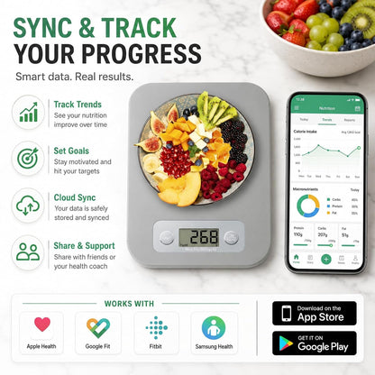 URAMAZ Smart Food Scale with Nutritional Calculator, Digital Kitchen Scale with Bluetooth App for Weight Loss, Food Weight Scale for Diet, Keto, Macro, Calories Counting, Tracking, 11lb