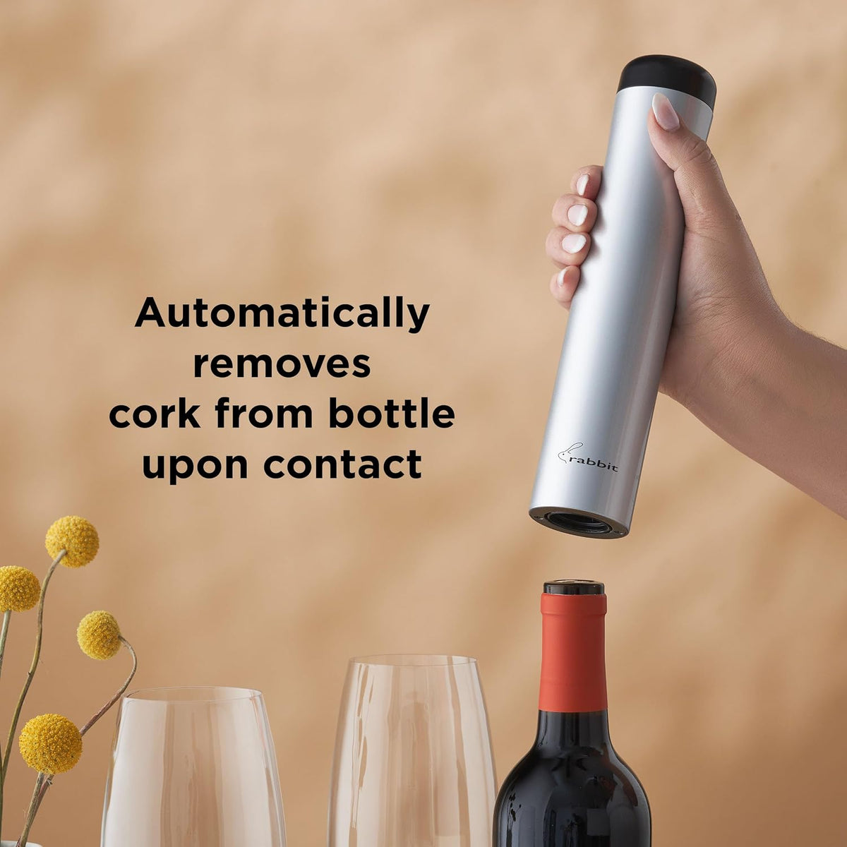 Automatic Electric Corkscrew Wine Bottle Opener (Shiny Black)