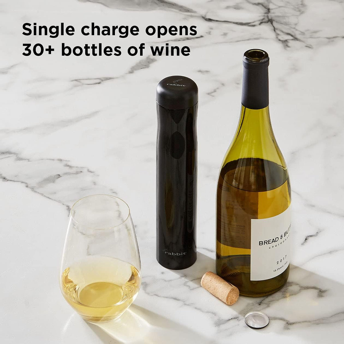 Automatic Electric Corkscrew Wine Bottle Opener (Shiny Black)