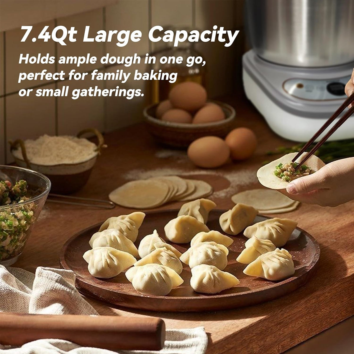 Dough Maker with Ferment Function 7.4Qt Large Capacity Dough Mixer,Commercial& Household Bread Mixer forPizza, Noodles, Bread,Sourdough Kneading Machine with Stainless Steel Bow, Face-up Touch Panel