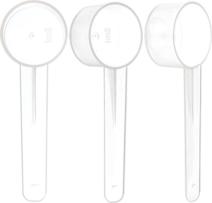 3 Pack Teaspoon Measuring Spoons, 1 Tsp (5 mL) Plastic Creatine Scoops | Clear short-handle 1 tsp scoops for creatine, coffee, spices, grains, powders, baking ingredients, supplements and dry goods.