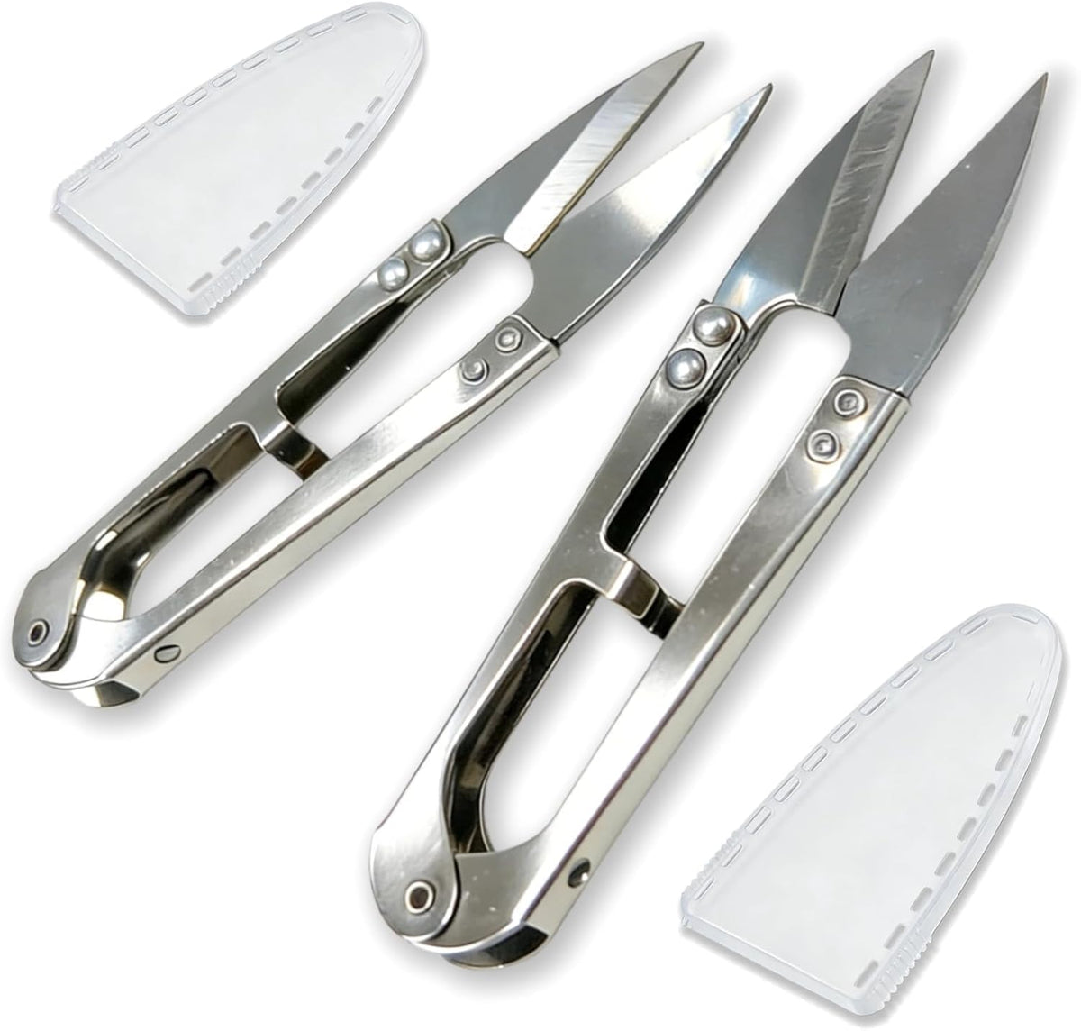 2-Pack Bonsai Pruning Shears, 4.1" Stainless Steel Spring-Loaded Precision Snips with Blade Covers for Buds, Herbs, Flowers, Sewing & Crafts