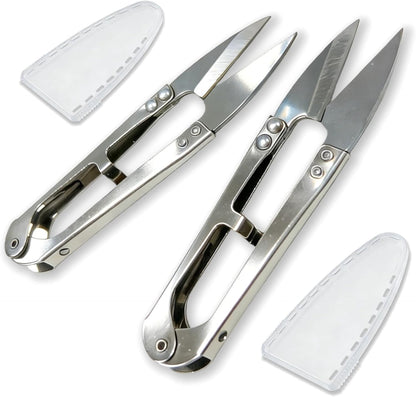 2-Pack Bonsai Pruning Shears, 4.1" Stainless Steel Spring-Loaded Precision Snips with Blade Covers for Buds, Herbs, Flowers, Sewing & Crafts