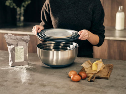 Prep&Store- Stainless Steel Mixing Nest Bowls with Lids, 8 piece Metal Bowl food Storage Set, Stainless Steel