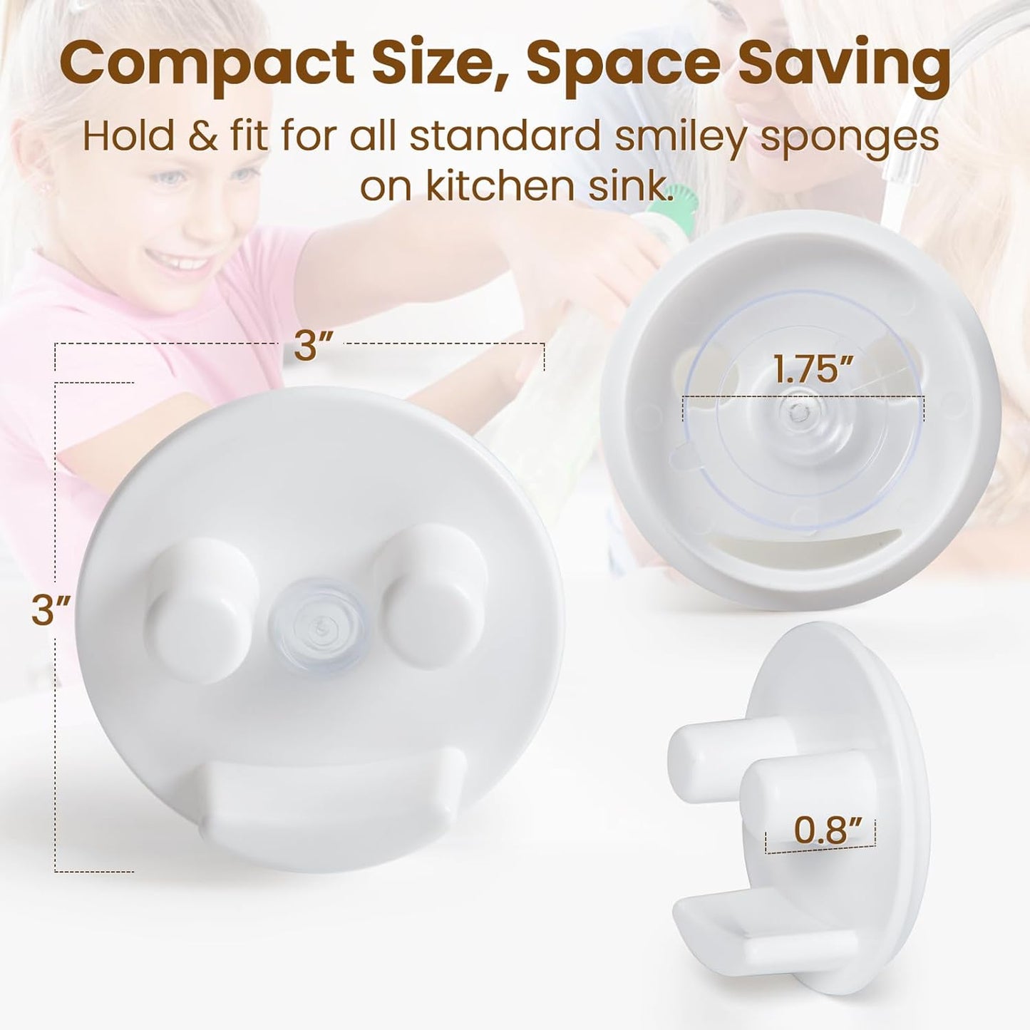 Semcide Sponge Holder, Sink Caddy w/Suction Cup Installation, Sponge Organizer for Kitchen/Bathroom Sink, Self Draining, Dishwasher Safe for Holding Sponges(Sponges Not Included), White(1-Pack)