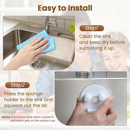 Semcide Sponge Holder, Sink Caddy w/Suction Cup Installation, Sponge Organizer for Kitchen/Bathroom Sink, Self Draining, Dishwasher Safe for Holding Sponges(Sponges Not Included), White(1-Pack)